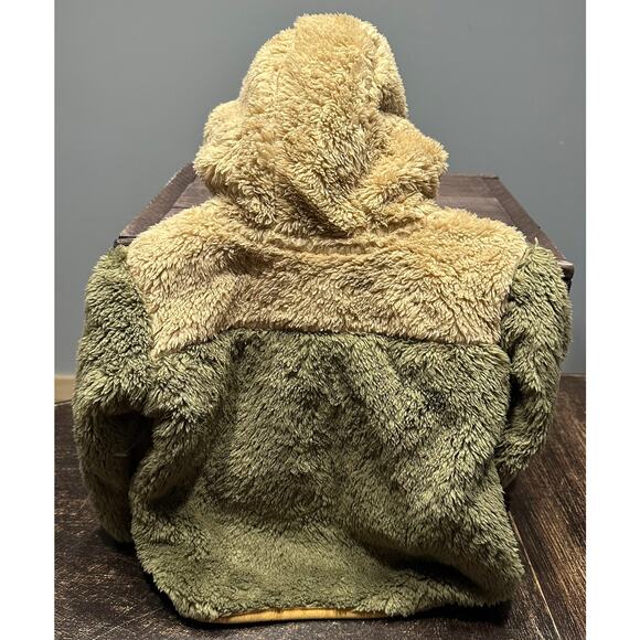 Eddie Bauer Baby Sherpa Fleece Zip Hoodie Jacket — Olive Colorblock, 12M, NWT - Picture 2 of 3